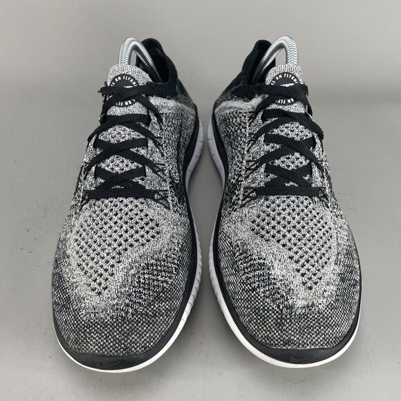 Nike Free RN Flyknit 2018 Women’s 9.5 Running Shoes Athletic Sneakers Black Oreo - Picture 2 of 10